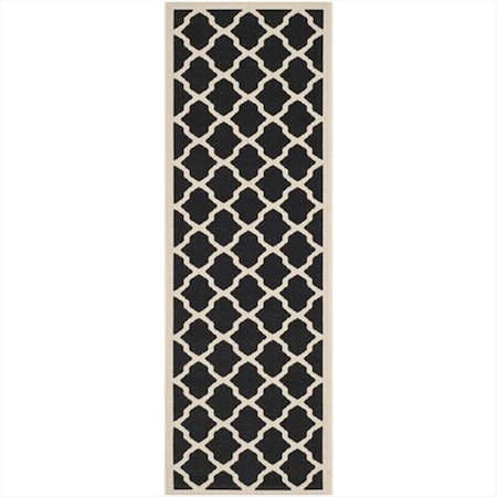 Safavieh 2 Ft. -3 In. X 6 Ft. -7 In. Runner Indoor-Outdoor Courtyard, Black And Beige, Machine Made Rug CY6903-266-27